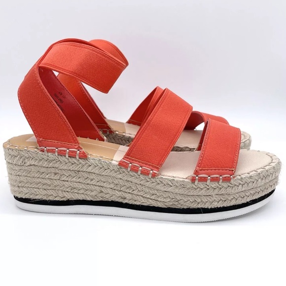 DOLCE VITA BRIGHT ORANGE PLATFORM ESPADRILLE ELASTIC STRAPS ANKLE STRAP 8.5M - Picture 4 of 10